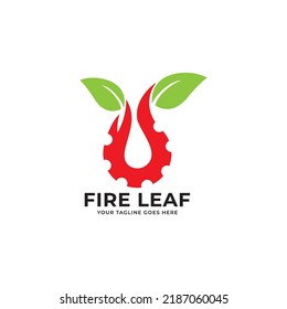 fire leaf logo icon vector template.