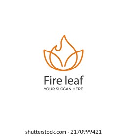 Fire leaf monoline style minimalist logo template