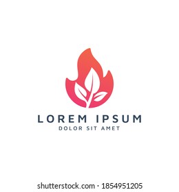 fire and leaf negative space logo design