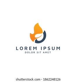 fire and leaf negative space logo design