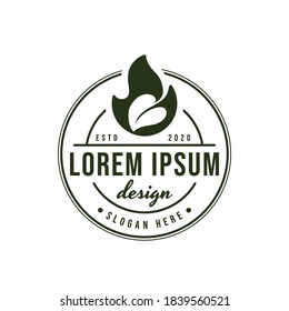 Logo-Design für Feuer- und Blattvintage
