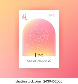 Fire Leo Zodiac. Vector Illustration of Celestial Symbol. Astrology and Future Prediction. Horoscope Sign Gradient.