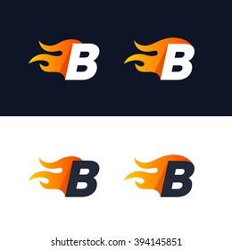 Fire Letter B logo template. Burning flame design element vector illustration. Corporate branding identity