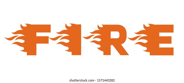 fire letter with burn flame style logo design template vector