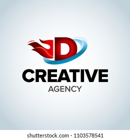 Fire Letter d logo template. Burning flame design element vector illustration. Corporate branding identity. Creative Fire logotype template. Isolated vector illustration.