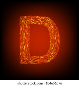 Fire letter D. Vector illustration