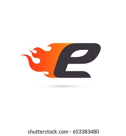 Fire Letter "e" logo template. Isolated on white background, vector illustration eps 10.