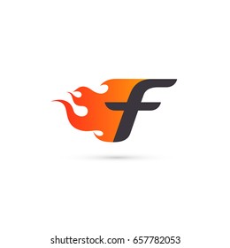 Fire Letter "f", logo template. Isolated on white background, vector illustration eps 10.