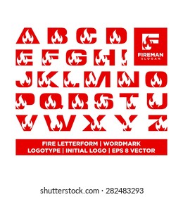 fire letter form word mark logotype initial logo vector template icon 