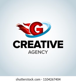 Fire Letter G logo template. Burning flame design element vector illustration. Corporate branding identity. Creative Fire logotype template. Isolated vector illustration.