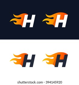 Fire Letter H logo template. Burning flame design element vector illustration. Corporate branding identity