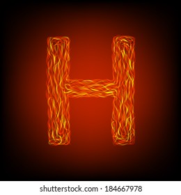 Fire letter H. Vector illustration