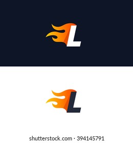 Fire Letter L logo template. Burning flame design element vector illustration. Corporate branding identity