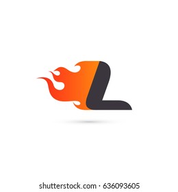 Fire Letter L logo template. Isolated on white background, vector illustration eps 10.