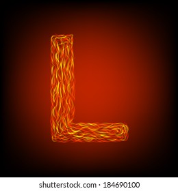 Fire letter L. Vector illustration