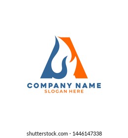Fire and letter A logo. Abstract letter A and fire logo design.