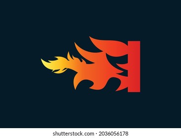 Fire I Letter Logo And Icon Design Template