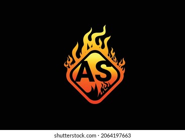 Fire AS Letter Logo And Icon Design Template