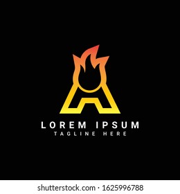 fire A letter logo,Fire flames logo design vector, logo letter b with fire design template, fast and fire icon