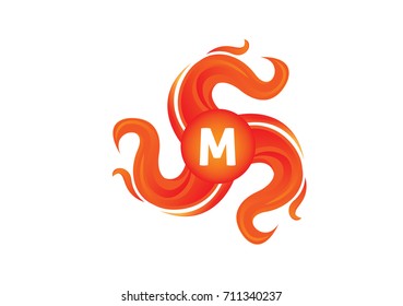 fire and letter m