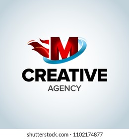 Fire Letter M logo template. Burning flame design element vector illustration. Corporate branding identity. Creative Fire logotype template. Isolated vector illustration.