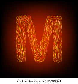 Fire letter M. Vector illustration