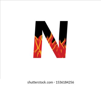 Fire Letter N Logo Icon. Initial N Flame Vector Icon.