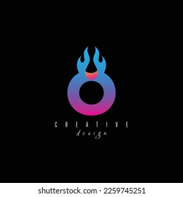 fire and letter O character, letter, syllable logo