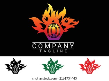 Fire letter O sticker, logo and icon design template