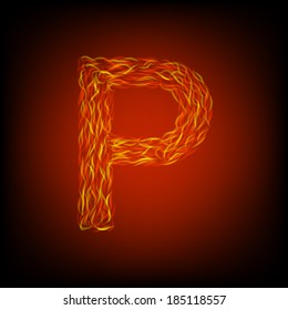 Fire letter P. Vector illustration