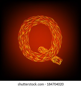 Fire letter Q. Vector illustration