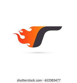 Fire Letter "r" logo template. Isolated on white background, vector illustration eps 10.