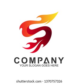 fire letter s logo, abstract logo design template