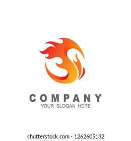 Fire letter s logo template, burning flame design element vector illustration