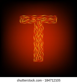 Fire letter T. Vector illustration