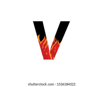 Fire Letter V Logo Icon. Initial V Flame Vector Icon.