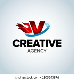 Fire Letter V logo template. Burning flame design element vector illustration. Corporate branding identity. Creative Fire logotype template. Isolated vector illustration.