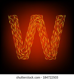 Fire letter W. Vector illustration