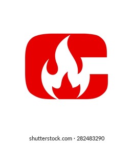 fire letterform wordmark logotype initial logo vector template icon letter c