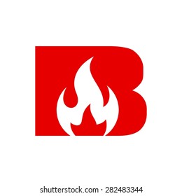 fire letterform wordmark logotype initial logo vector template icon letter b