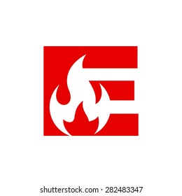 fire letterform wordmark logotype initial logo vector template icon letter e