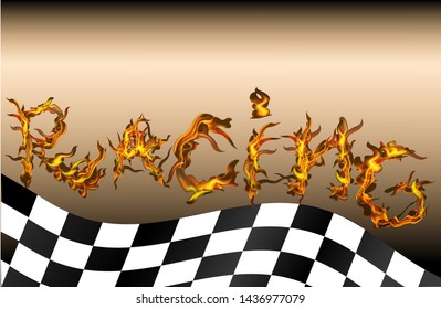 Fire letters on racing background