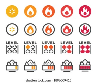 fire level icon set,vector and illustration