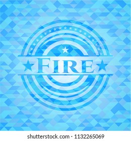 Fire light blue emblem with mosaic background