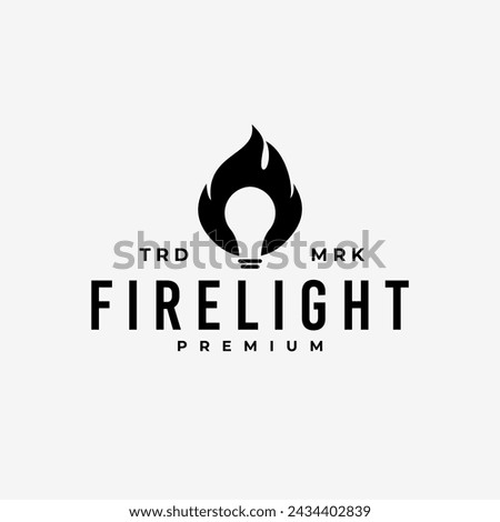FIRE LIGHT BULB FLAME HIPSTER VINTAGE LOGO VECTOR ICON ILLUSTRATION