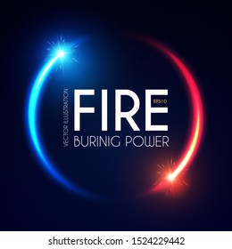 Fire and light design. Versus shining circle banner. Red and blue flash. svg