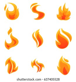 Fire light set. Flat icon vector illustration