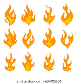 Fire light set. Flat icon vector illustration