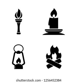 Fire Light Source. Simple Related Vector Icons Set for Video, Mobile Apps, Web Sites, Print Projects and Your Design. Fire Light Source icon Black Flat Illustration on White Background.