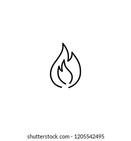 Fire Light Symbol Line Black Icon On White Background